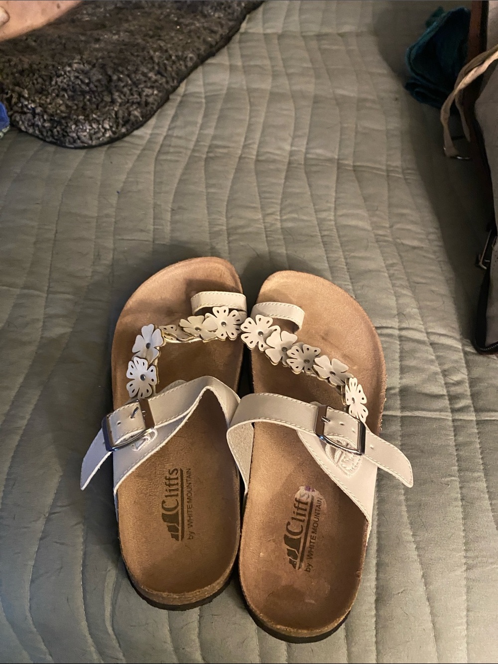 Cliffs by WHITE MOUNTAIN White Floral Buckle Slide Sandals